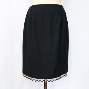 VTG Black Dress Skirt With Gold Bead Trim